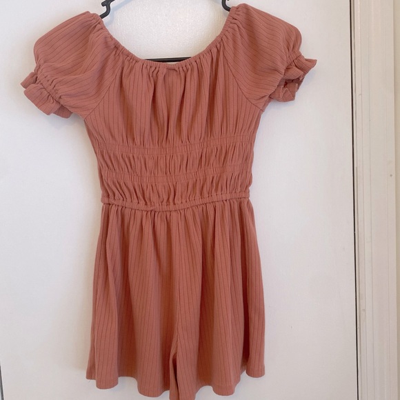 Rust Off-Shoulder Romper - Picture 1 of 4